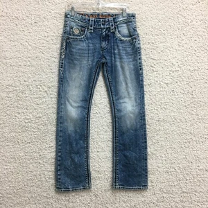 Jeans Rock Revival fibbia 30x31 uomo blu ginepro stivaletto slim taglio denim western - Foto 1 di 16