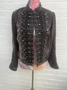 New Monsoon Grey Velvet Jacket Military UK 12 Smart Evening - Picture 1 of 7