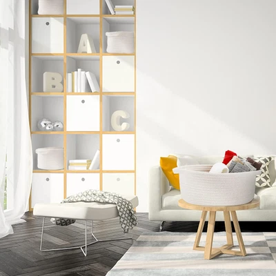 Cesta de Almacenamiento Cuerda Blanca 12X8X5 Decorativa Tejida Organizador Cubo con Asas Foto 1 de 4