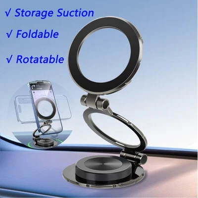360° Magnetic Phone Holder Car Mount with Foldable Stand For iPhone Samsung NEW - Image 1 of 4