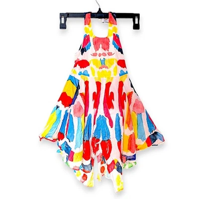 Stella McCartney Kids Sleeveless multicolor artsy watercolor strokes dress  4 - Image 1 of 4