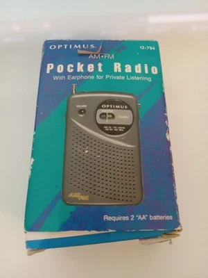 Auricular Completo Radio Bolsillo Optimus AM FM De Colección En Caja 12-794 Probado ¡Funciona! Foto 1 de 4