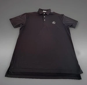 Peter Millar Black Polo Shirt Men’s Medium Summer Comfort Golf * Mercedes Benz - Picture 1 of 9