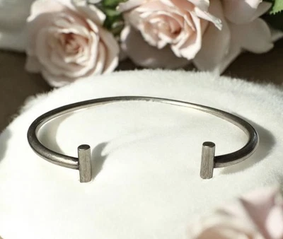 Beautiful Sterling Silver Double T Open Cuff Bracelet - Image 1 of 4