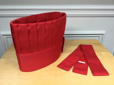 Hibachi Chef Hat and Tie, Teppanyaki Chef Hat and Tie, Red - Image 1 of 4