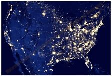 AMERICAN CONTINENT AS SEEN FROM SPACE IN BRILLIANT DARKNESS 19”x13” POSTER