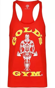 🏅UK 2XL . Original Gold's Gym Muscle Joe Stringer Tank Weste. Rot/Gold Neu+Etikett. - Bild 1 von 11
