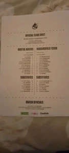 Bristol Rovers v Huddersfield Town. official press team sheet A4 rare 8.3.2025 - Picture 1 of 1