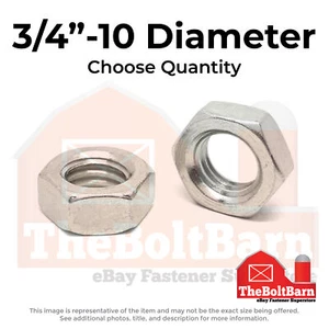 3/4"-10 Stainless Steel Hex Jam Nuts (Choose Qty) - Picture 1 of 7