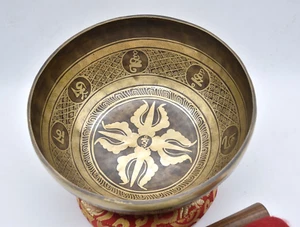 10 Inches Double Dorje , Tibetan Full Mantra Carving -Sound Therapy Singing Bowl - Picture 1 of 4