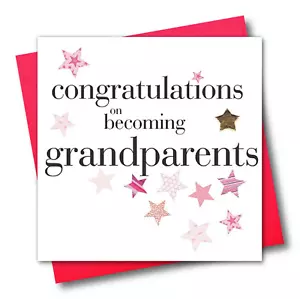 Congratulations Card, Pink, Grandparents, Embellished with a padded star - Picture 1 of 4
