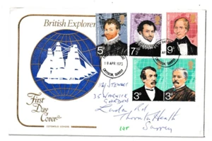 18/4/1973 UK GB FDC - British Explorers - Ship on Globe - Croydon FDI Postmark - Picture 1 of 2