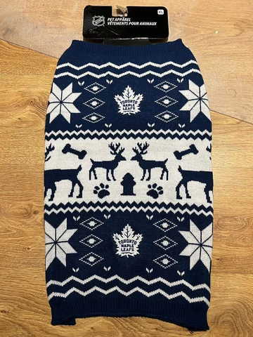 Toronto Maple Leafs NHL Hockey Knit Christmas Holiday Dog Sweater Jacket Vest XL Cover