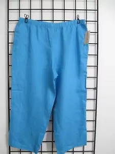 "NEW" CHOICES 🌸 SIZE XL==BRIGHT BLUE / LINEN / PULL ON / CAPRI PANTS - Picture 1 of 6