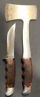 Vintage Schrade Walden Cutlery Fixed Blade Knife & Hatchet Set Leather Sheath
