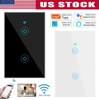 1/2/3 Gang Smart WiFi Wall Light Switch Touch Panel for Alexa/Google/Tuya APP US - Изображение 1 из 4