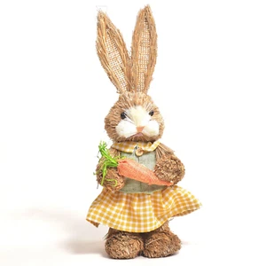 Rustic Sisal Bunny Figurine - Easter Straw Rabbit Decor, Table Ornament - Picture 1 of 2