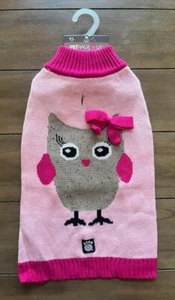 Cute Owl Dog Sweater - LARGE - Pink - Bow - Warm - Petrageous Designs - NWT - Picture 1 of 3