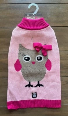Lindo Suéter Perro Búho - GRANDE - Rosa - Lazo - Cálido - Diseños Petrageos - Nuevo con Etiquetas Foto 1 de 3