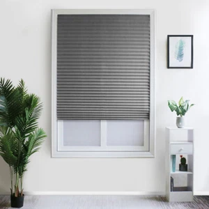 UK Self-Adhesive Pleated Blinds Half Blackout Bathroom Curtains Windows Shade∴ - Picture 1 of 7