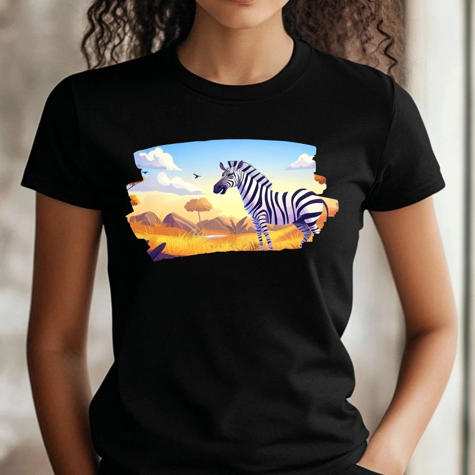 Frauen T-Shirt Wütendes Zebra Motiv Baumwolle Größe S bis 3XL - Bild 1 von 1