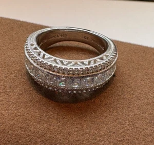 Anello a fascia Judith Ripka in argento sterling con diamanti misura 8 - Foto 1 di 6