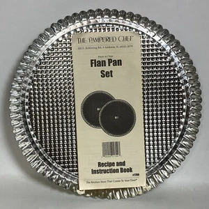 Pampered Chef Flan Pan Set #1700 Two 10" Pans Instructions And Recipe Book NOS - Picture 1 of 7
