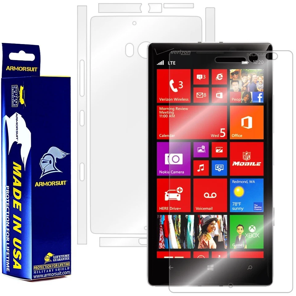 Protector de pantalla ArmorSuit MilitaryShield Nokia Lumia Icon + Recubrimiento de cuerpo completo EE. UU. Foto 1 de 4