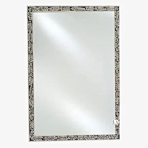WOOD BONE INLAY HOME DECORATIVE BLACK AND WHITE MIRROR FRAME IN FLORAL DESIGN - Picture 1 of 8