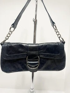 HOBO INTERNATIONAL TINA BLUE & SILVER COATED LEATHER SHOULDER HANDBAG - Picture 1 of 19