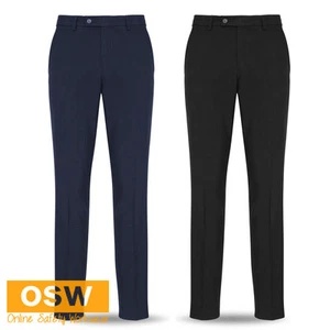 MENS BLACK/NAVY CLASSIC CORPORATE/BUSINESS/OFFICE TAPERED SLIM LEG DRESS PANTS - Picture 1 of 8