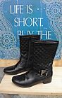 Napoleoni Quilted Leather Women's Boots Size 6.5 Med. Eu 37 Black Near Mint Cond