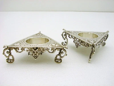 Набор из 2 Стерлингов Ренессанс Стиль Мастер Соль с Фигурными Ангелами Европейские Клейма - Изображение 1 из 4