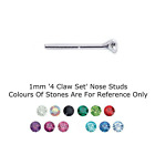 925 Sterling Silver Nose Straight Bendable 'L' Nose Stud Pin + Gift Bag UK