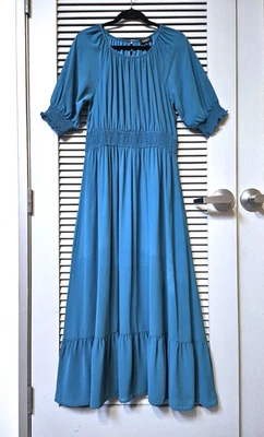 teal blue ruffle hem maxi long dress XL - Image 1 of 4