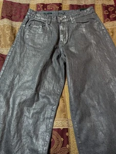 Damen High-Rise Baggy Jeans-Wild Fable Metallic Grau/Silber Größe 10 - Bild 1 von 4