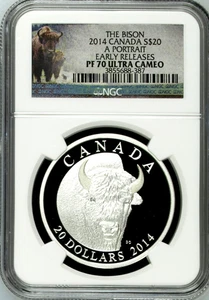 2014 20 $ Silber A Portrait of The Bison PF70UC NGC # 3855688-387 - Bild 1 von 2