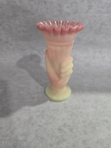 Vintage Fenton Burmese Hand Bud Vase - Picture 1 of 9
