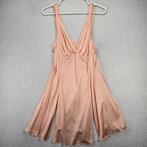 Olivia Lance Vpink Satin Nightgown Lingerie Chemise L Slip Sheer 80s 90s Vtg - Picture 1 of 12