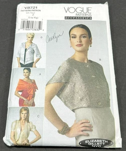 Vogue Elizabeth Gillett  Misses' Wrap, Shrug & Jacket Pattern V8721 WMS SZ L-XL - Picture 1 of 3