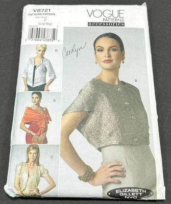 Vogue Elizabeth Gillett  Misses' Wrap, Shrug & Jacket Pattern V8721 WMS SZ L-XL - Image 1 of 3