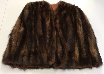 Fancy Vintage Fur Cape Stole Mink Genuine Brown Shawl Collar Wedding Party 🤩 - Image 1 of 4
