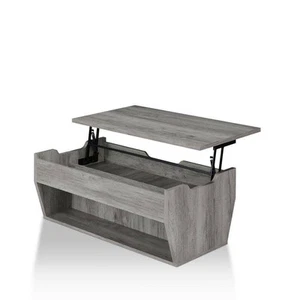 Anthem 41" Distressed Gray Rectangle Particle Board Coffee Table with Lift Top - Picture 1 of 13