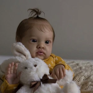 Realistic 24" Toddler Girl Finished Reborn Baby Doll Rooted Hair Cloth Body Gift - Picture 1 of 2