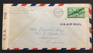 USA HONOLULU Hawaii 1943 Censored Cover to California WWII - Picture 1 of 2