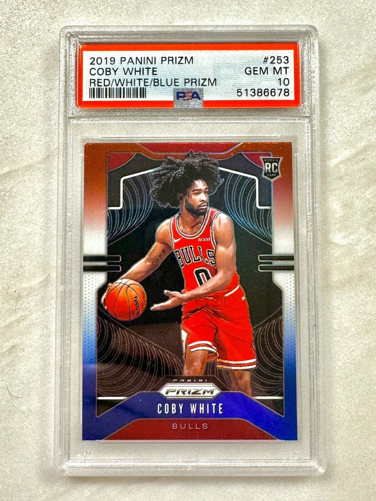 2019-20 Panini Prizm COBY WHITE Red White Blue RC Rookie Chicago Bulls PSA 10