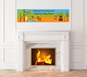 Forest Animals - Baby Shower Printed Banner-Indoor Outdoor Forest Animals Banner - Picture 1 of 1