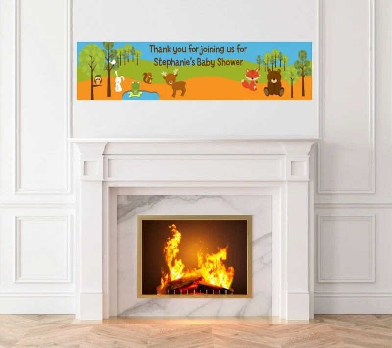 Animales del Bosque - Banner Impreso Baby Shower-Interior Exterior Bosque Animales Banner Foto 1 de 1
