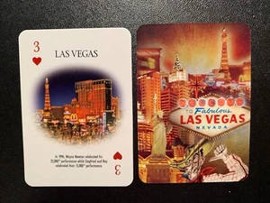 single swap playing card  LAS VEGAS   Wayne Newton Siegfried Roy THREE OF HEARTS - Picture 1 of 1