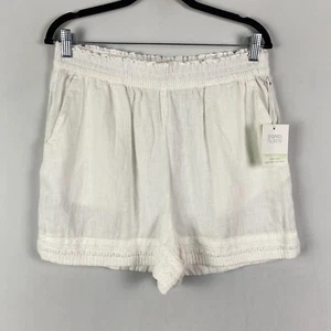 Sigrid Olsen Pure Linen High Waisted Pull On Shorts Size Large White Pockets - Picture 1 of 10
